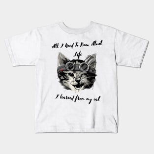 My Cat is my teacher - Cat Lessons - Cat Sensei Kids T-Shirt